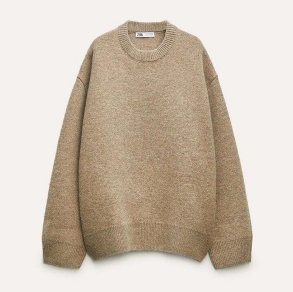 Zara Tan Crew Neck Sweater